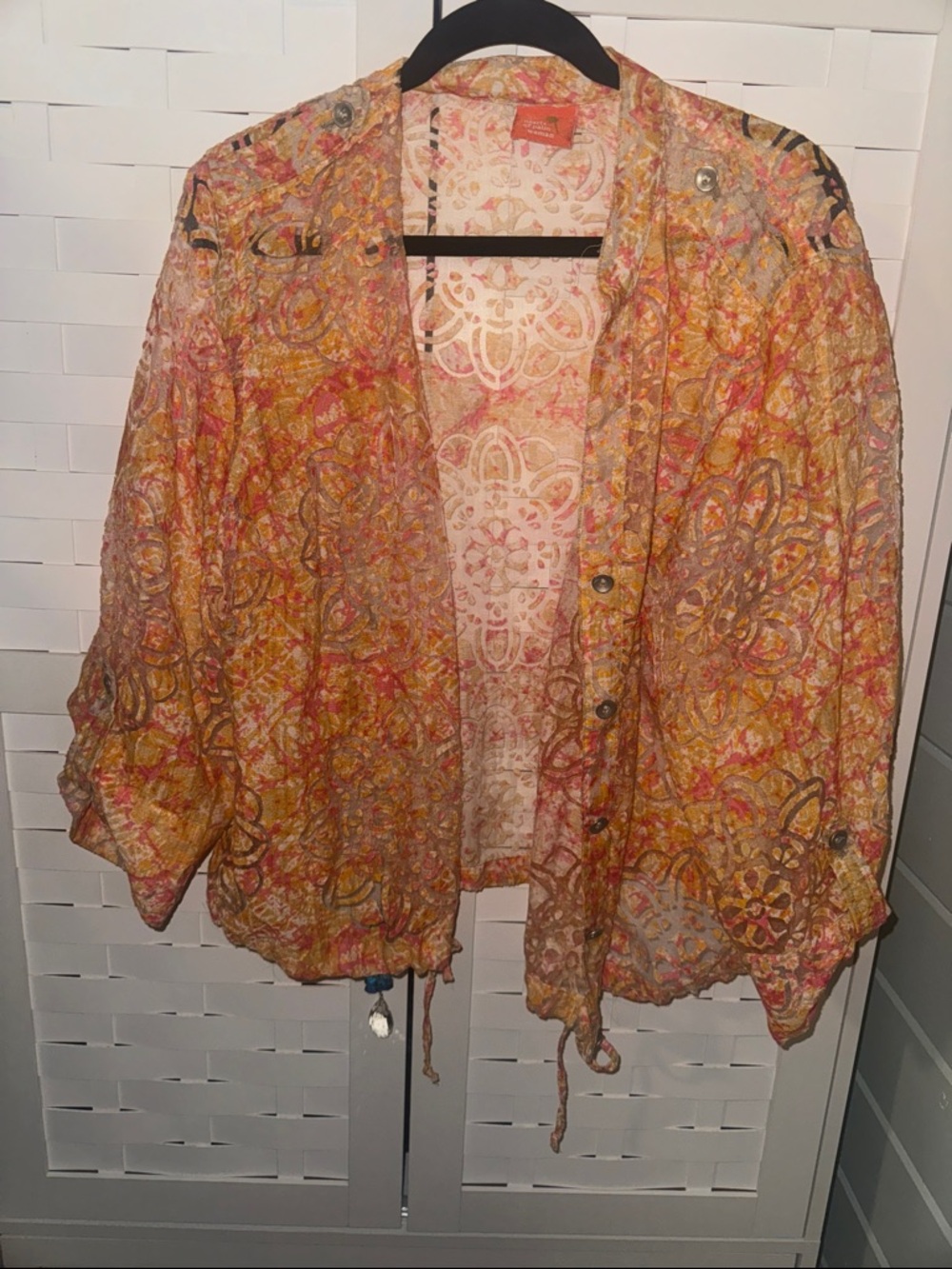 hearts of palm Floral Jacket in Orange, Yellow, Pink